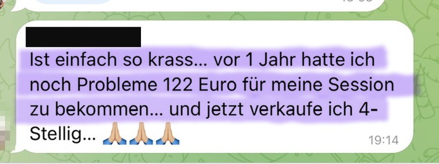Nachricht einer Kundin: vor einem Jahr 122 Euro, heute vierstellig