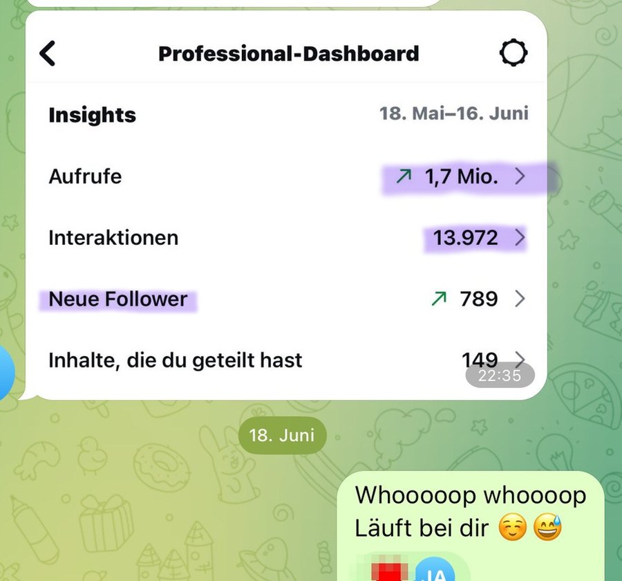Reichweiten-Auswertung: 1,7 Millionen Aufrufe, 789 neue Follower
