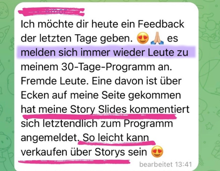 Nachricht einer Kundin: fremde Leute melden sich zum Programm an